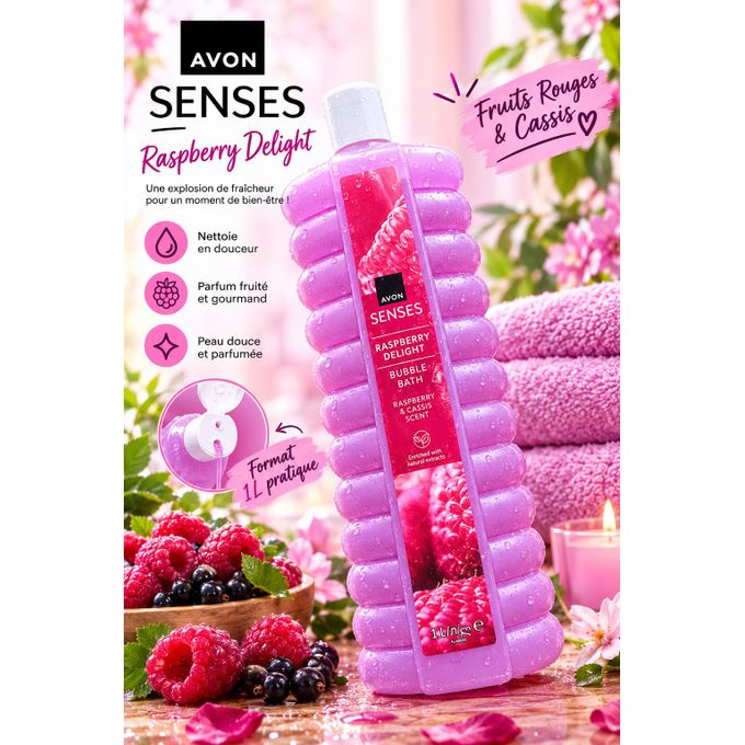 AVON SENSES BUBBLE BATH RASPBERRY