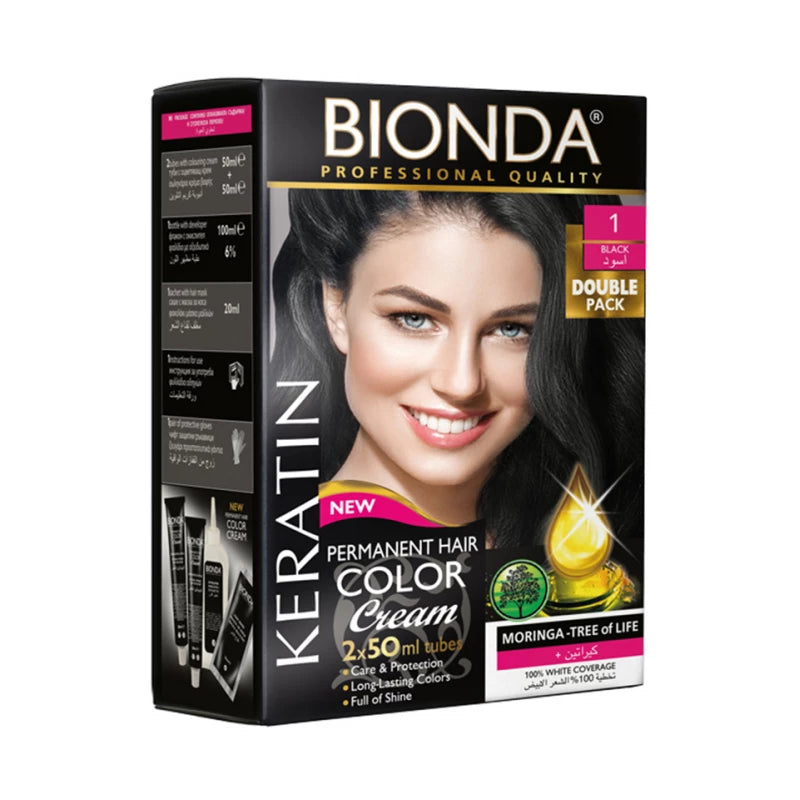 Bionda Double 1 Professional Permanent Hair Cream Black 2 X 50ml