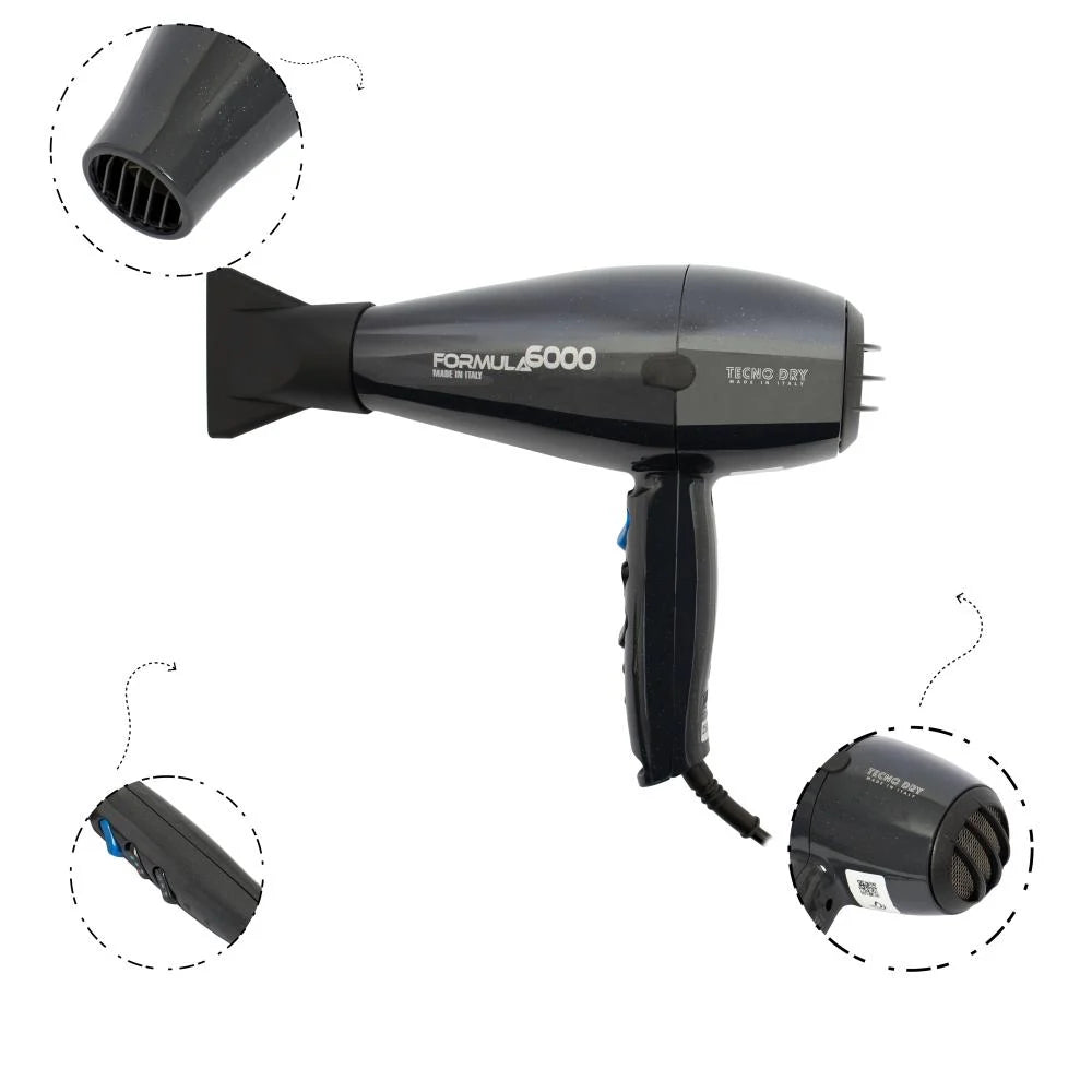 sèche-cheveux professionnel Tecno Dry Formula 6000. 2500 Watts.