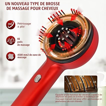 Electric Scalp Massage Brush, 3 in 1 Red Light Hair Head Massager,
