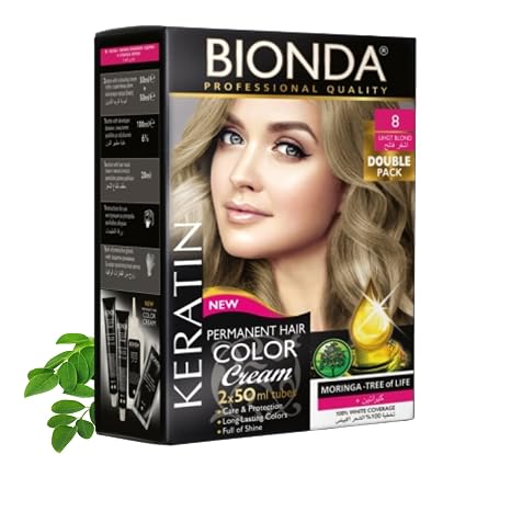 Bionda Professional Hair Colour 8 Light Blonde 200 ml Double Pack Keratin