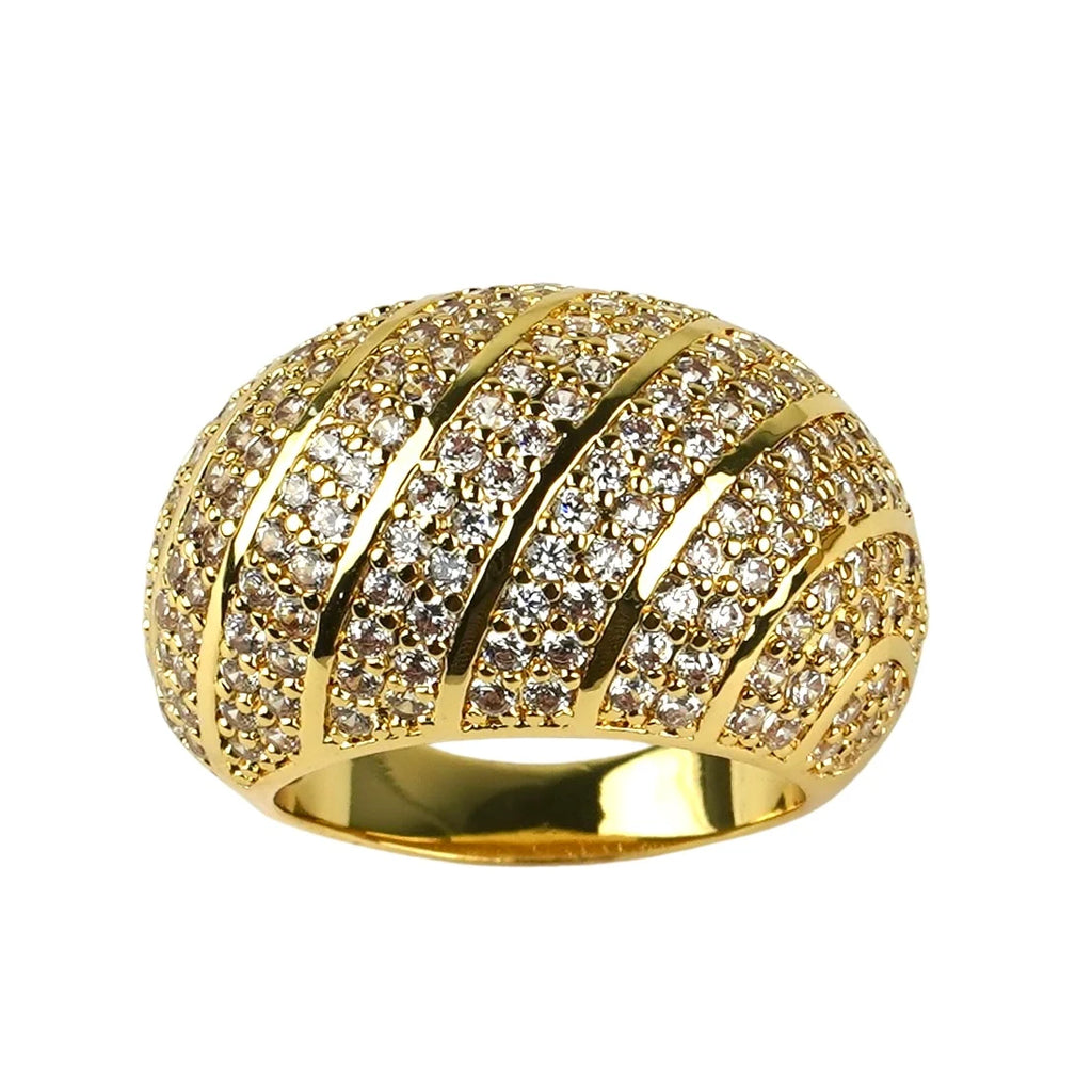 Bague Élégante en Plaqué Or avec Zircons