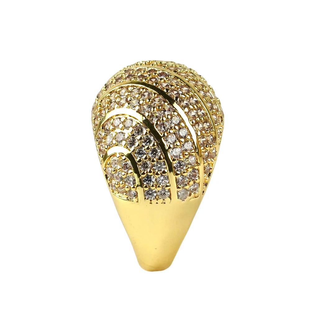 Bague Élégante en Plaqué Or avec Zircons