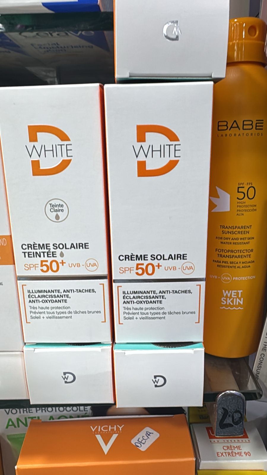 DWHITE CRÈME SOLAIRE TEINTÉE CLAIRE SPF50+ 50ML