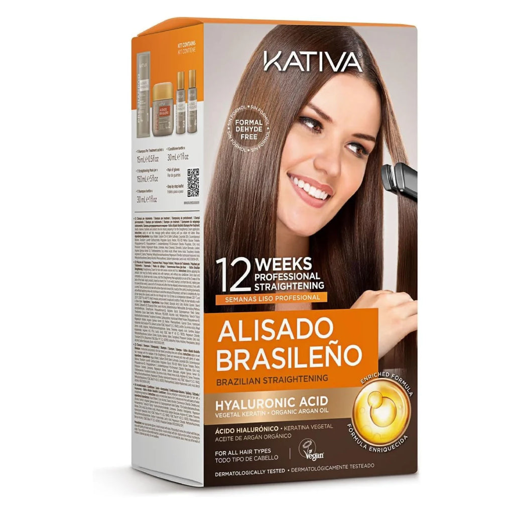 Kit lissage brésilien végétalien sans formol KATIVA avec acide hyaluronique