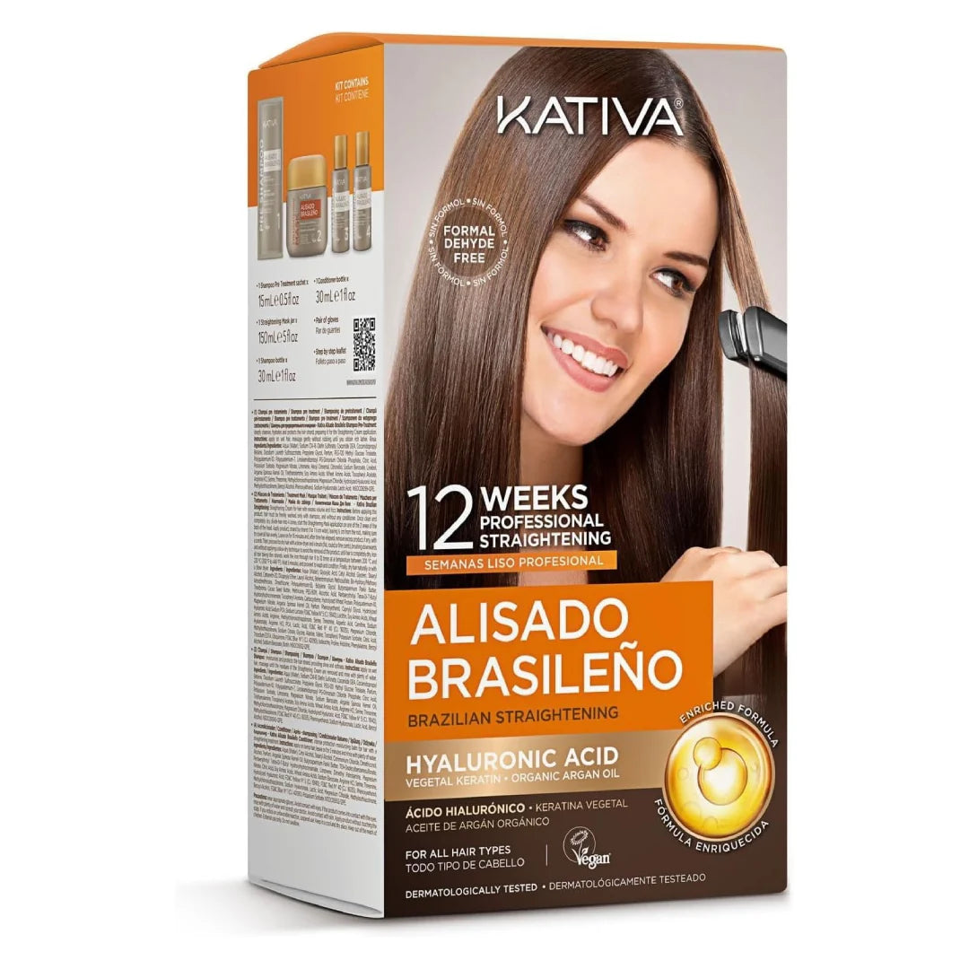 Kit lissage brésilien végétalien sans formol KATIVA avec acide hyaluronique