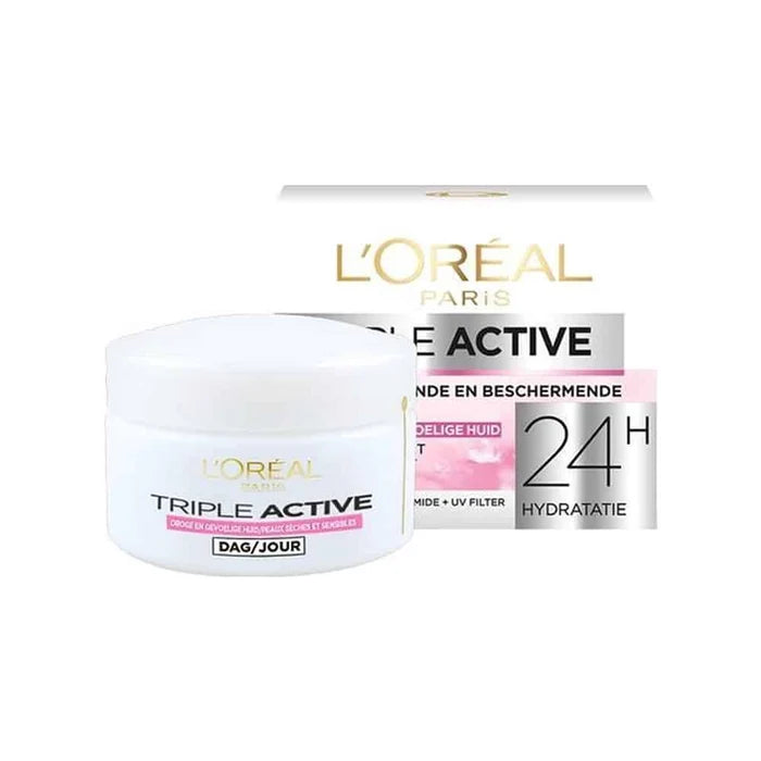 L’Oréal Skin Expert – Crème de jour hydratante Triple Active peaux sèches et sensibles